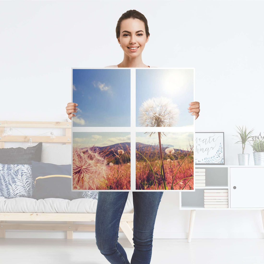 Klebefolie für Möbel Dandelion - IKEA Kallax Regal 4 Türen - Folie