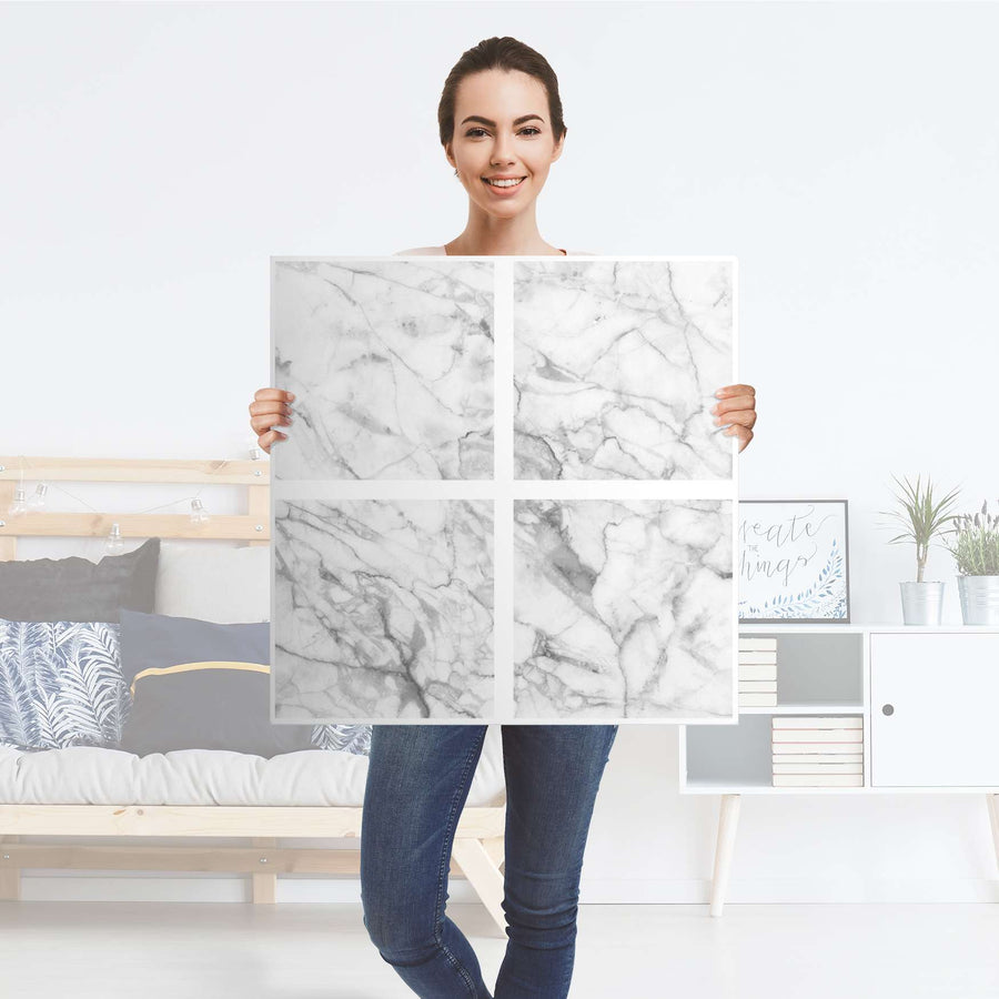 Klebefolie für Möbel Marmor weiß - IKEA Kallax Regal 4 Türen - Folie