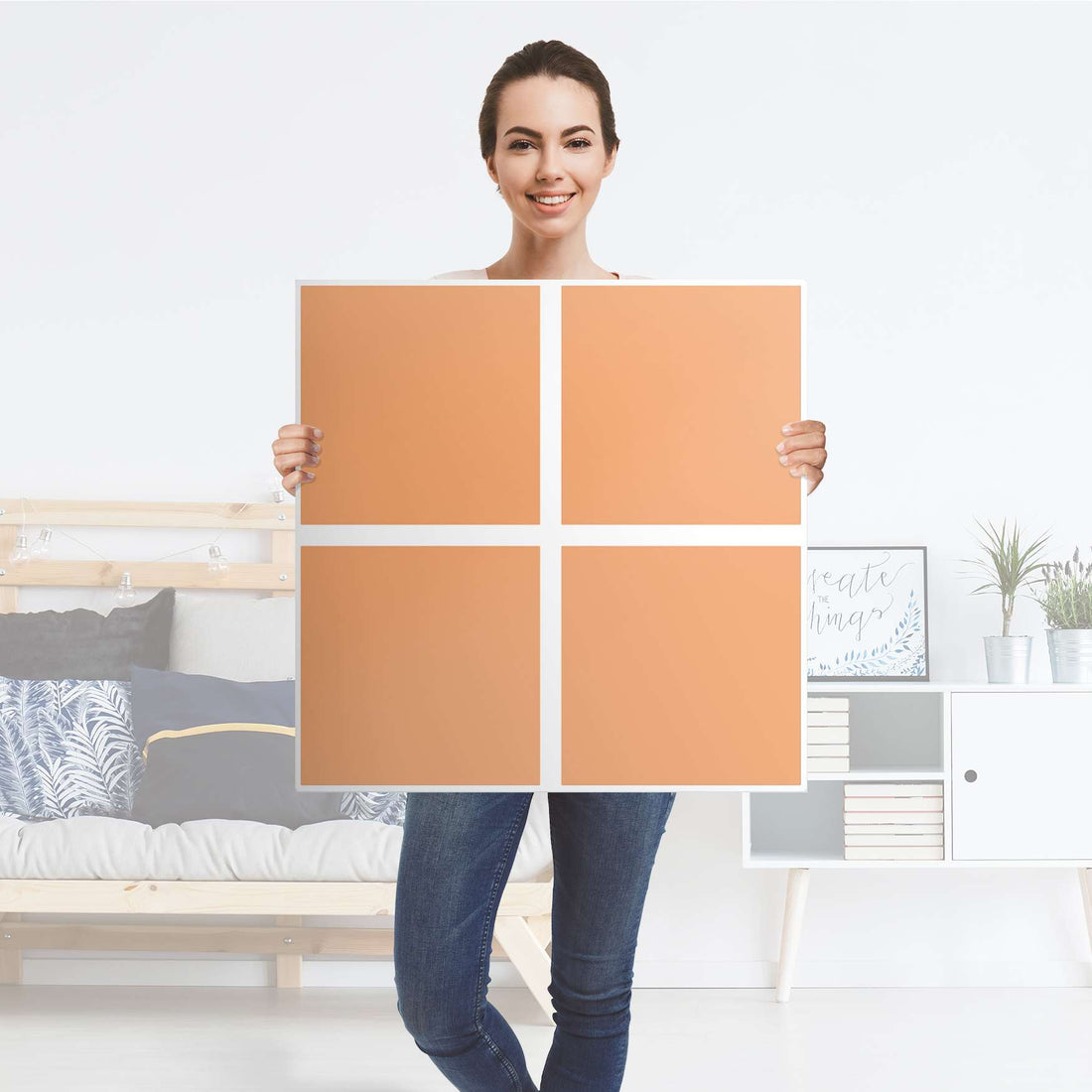 Klebefolie für Möbel Orange Light - IKEA Kallax Regal 4 Türen - Folie