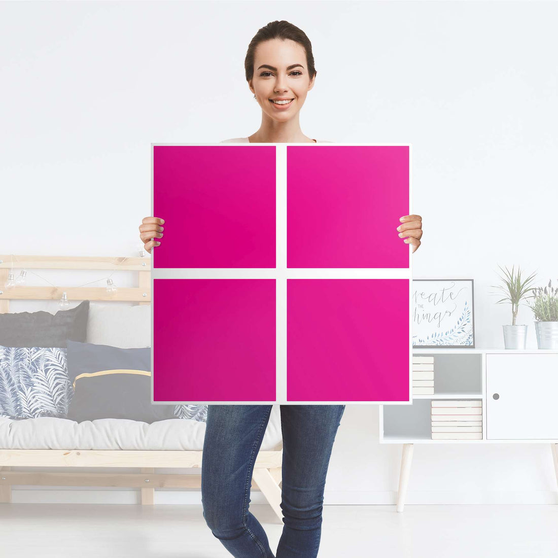 Klebefolie für Möbel Pink Dark - IKEA Kallax Regal 4 Türen - Folie