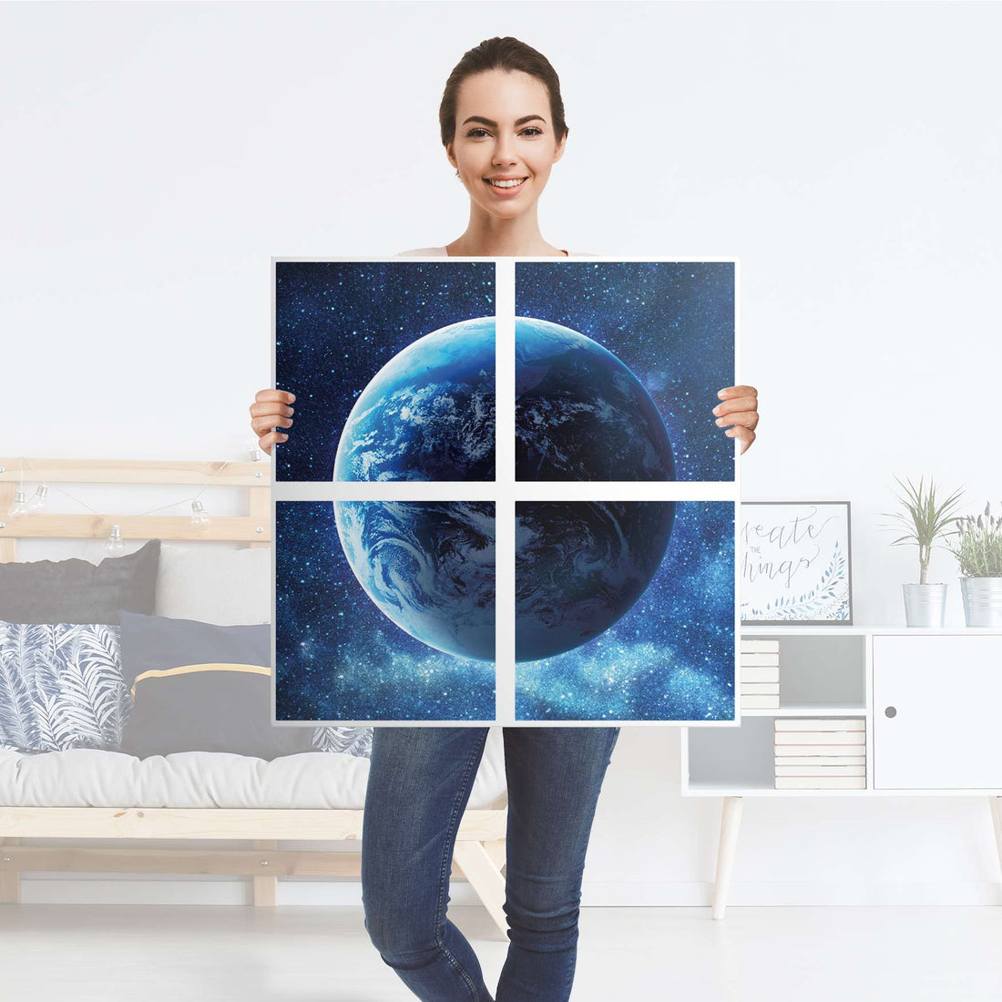 Klebefolie für Möbel Planet Blue - IKEA Kallax Regal 4 Türen - Folie