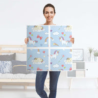Klebefolie für Möbel Rainbow Unicorn - IKEA Kallax Regal 4 Türen - Folie