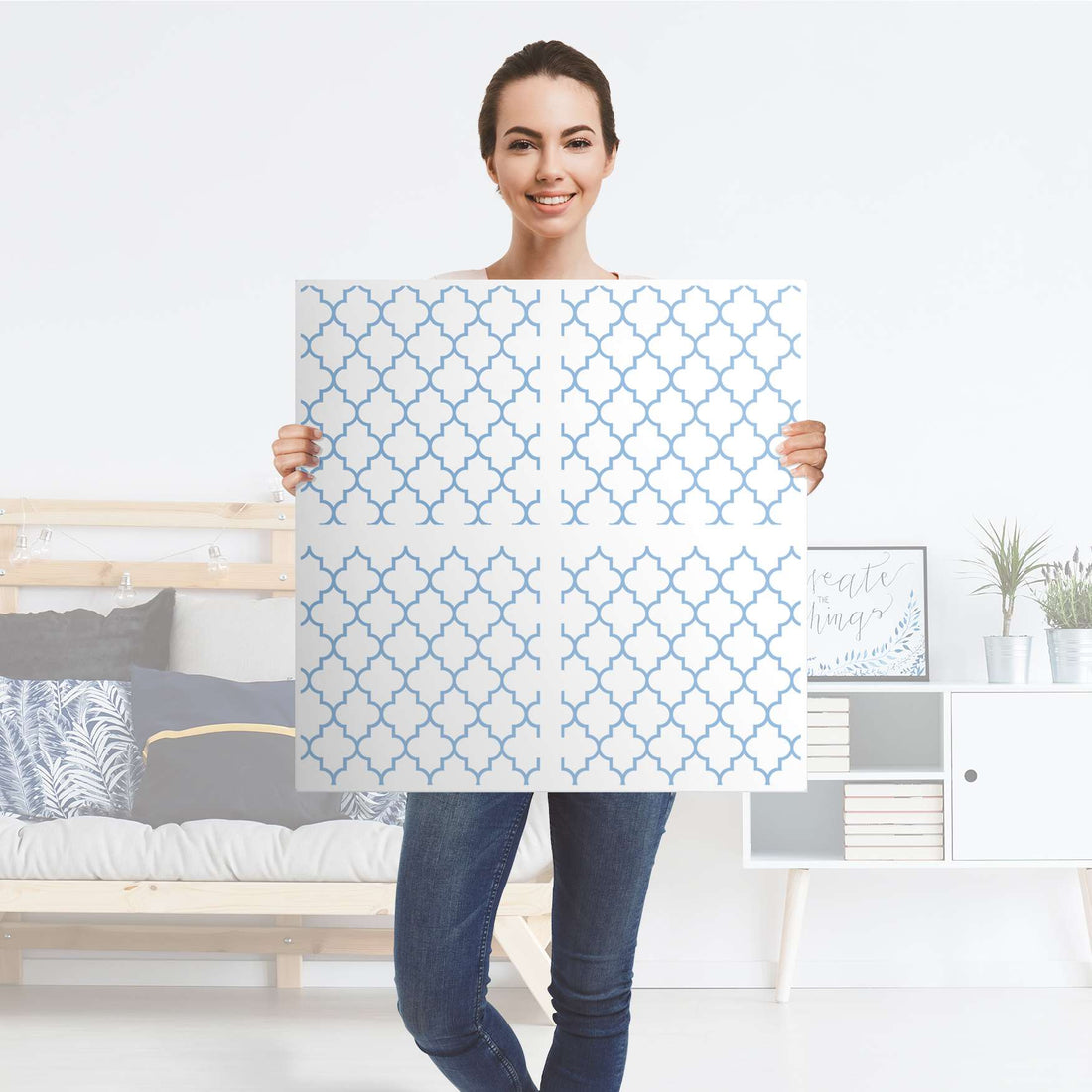 Klebefolie für Möbel Retro Pattern - Blau - IKEA Kallax Regal 4 Türen - Folie