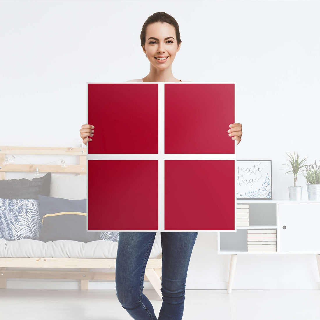 Klebefolie für Möbel Rot Dark - IKEA Kallax Regal 4 Türen - Folie