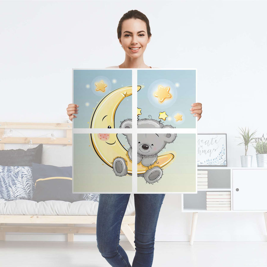 Klebefolie für Möbel Teddy und Mond - IKEA Kallax Regal 4 Türen - Folie