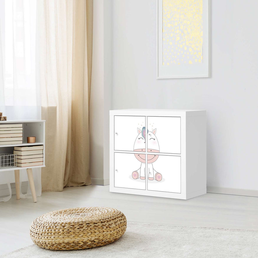 Klebefolie für Möbel Baby Unicorn - IKEA Kallax Regal 4 Türen - Kinderzimmer