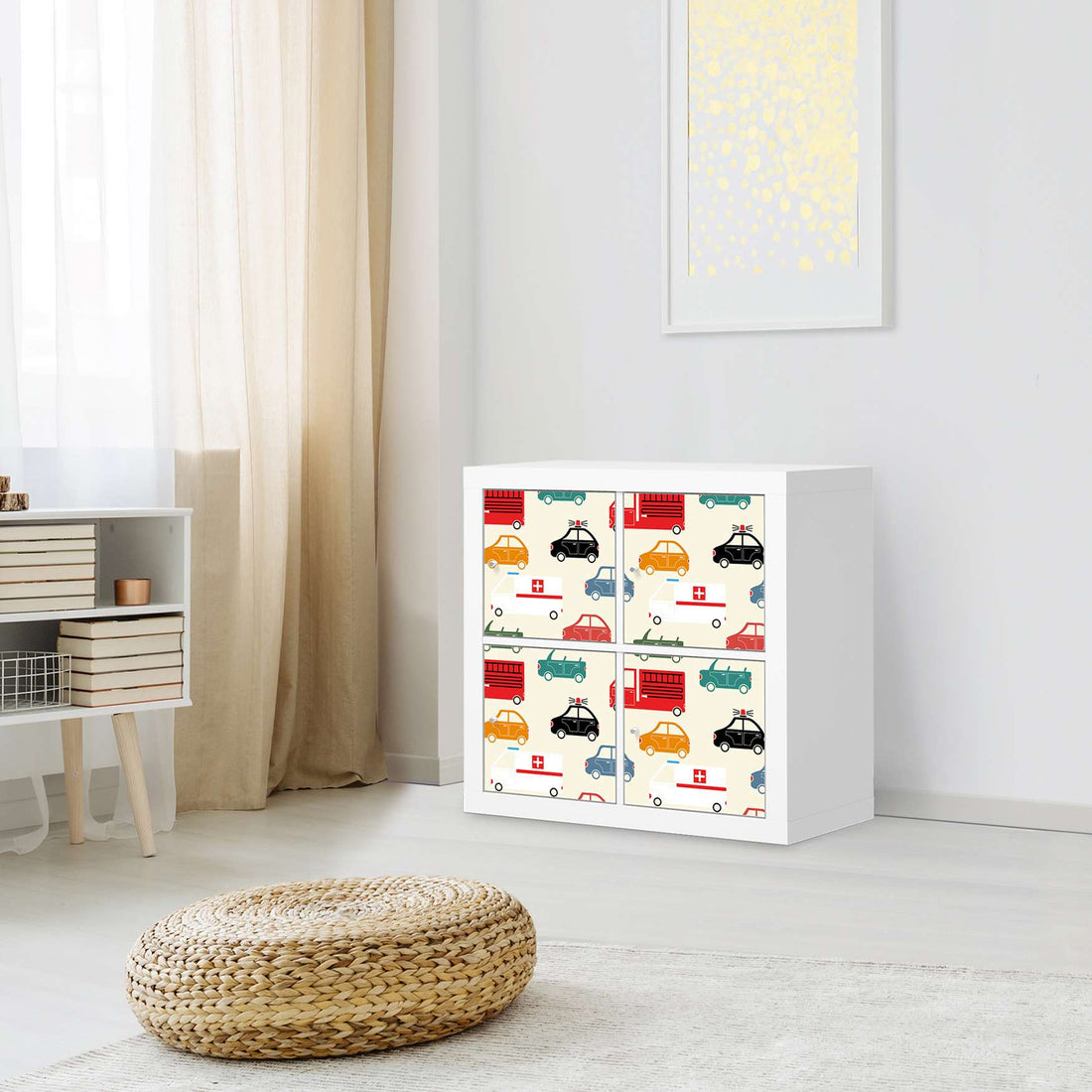 Klebefolie für Möbel Cars - IKEA Kallax Regal 4 Türen - Kinderzimmer