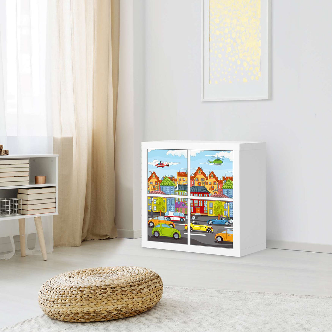 Klebefolie für Möbel City Life - IKEA Kallax Regal 4 Türen - Kinderzimmer