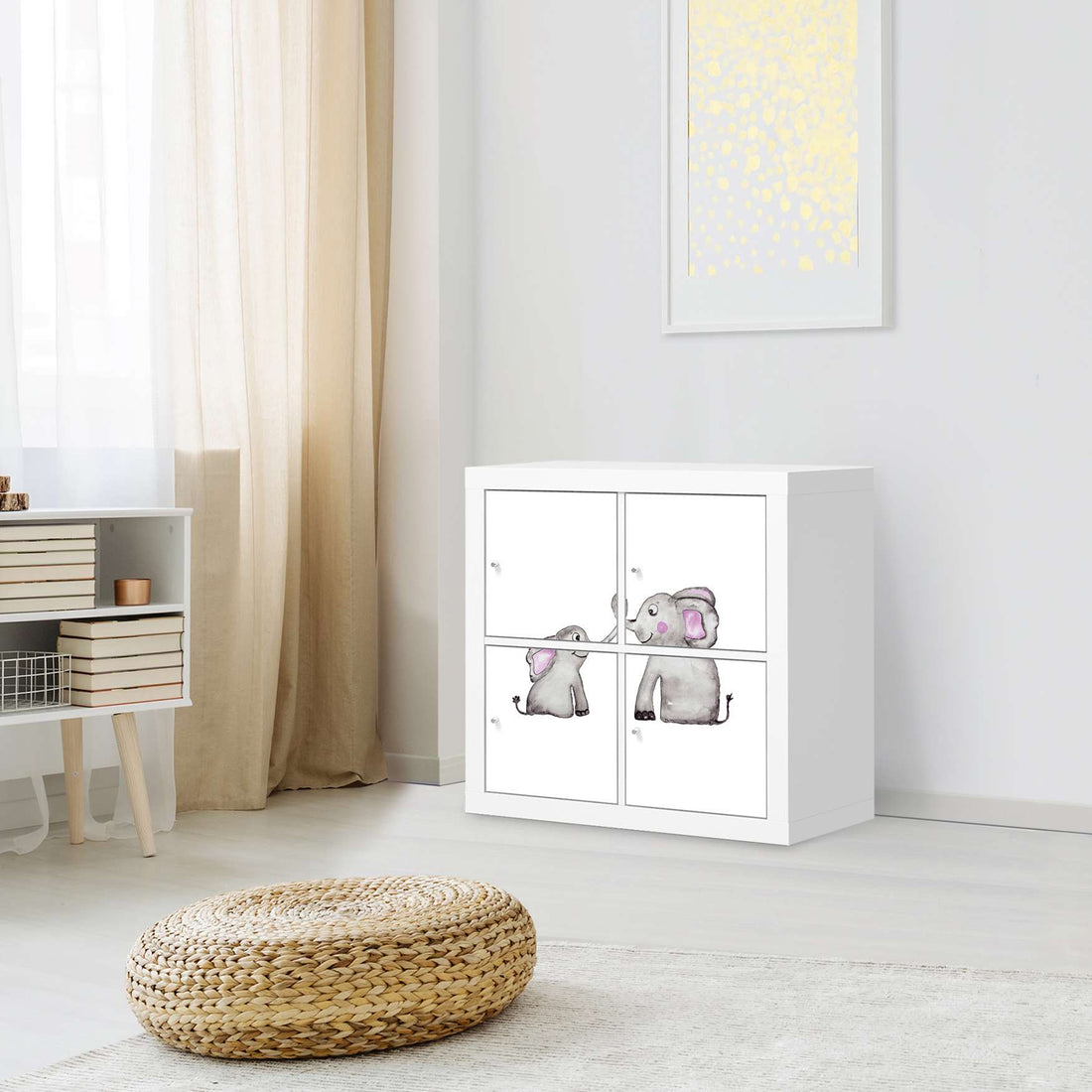 Klebefolie für Möbel Elefanten - IKEA Kallax Regal 4 Türen - Kinderzimmer