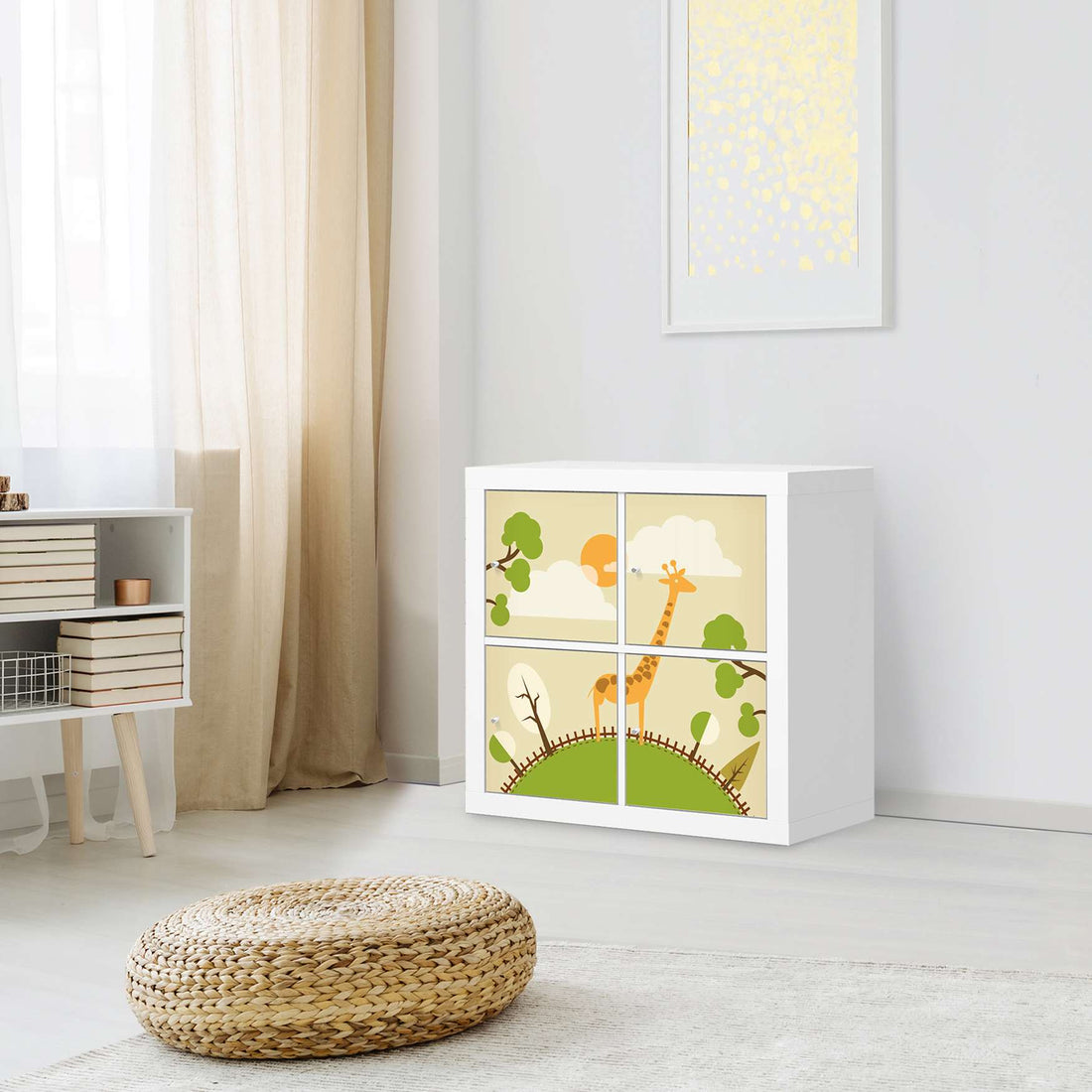 Klebefolie für Möbel Mountain Giraffe - IKEA Kallax Regal 4 Türen - Kinderzimmer
