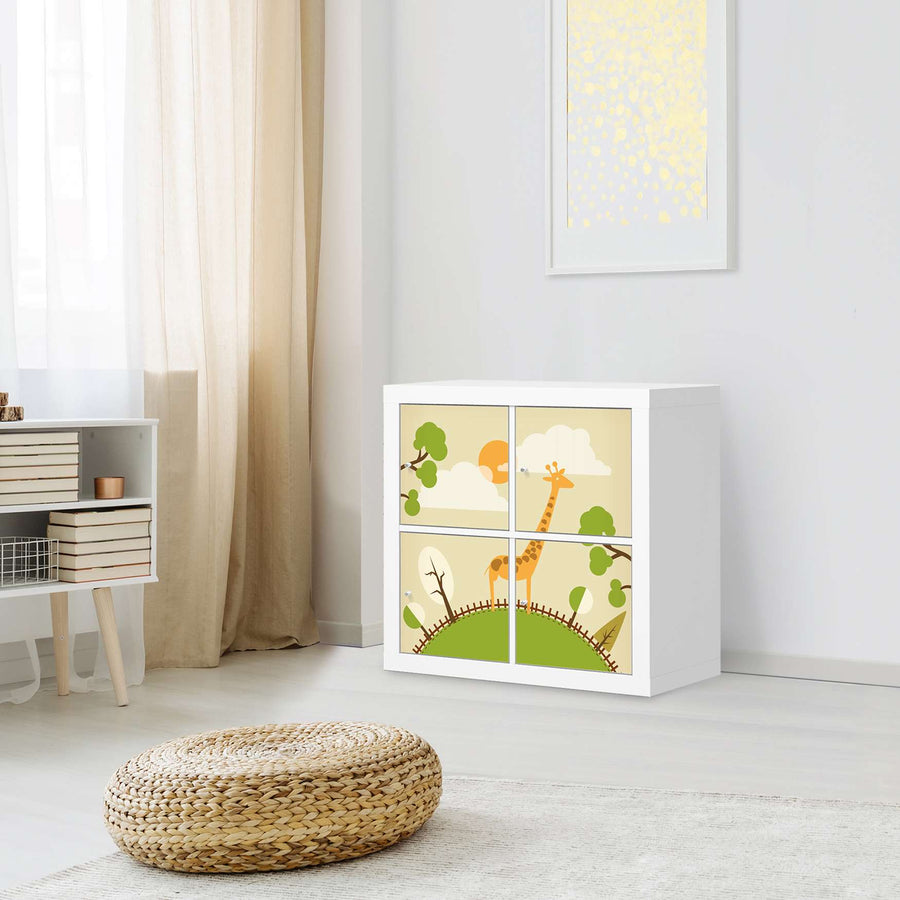 Klebefolie für Möbel Mountain Giraffe - IKEA Kallax Regal 4 Türen - Kinderzimmer