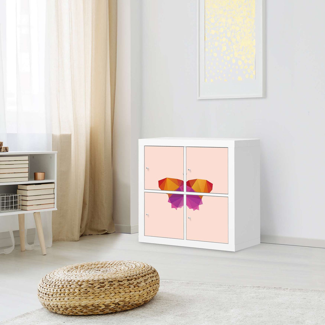 Klebefolie für Möbel Origami Butterfly - IKEA Kallax Regal 4 Türen - Kinderzimmer