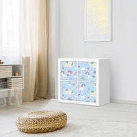 Klebefolie für Möbel Rainbow Unicorn - IKEA Kallax Regal 4 Türen - Kinderzimmer