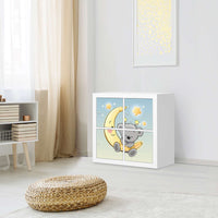 Klebefolie für Möbel Teddy und Mond - IKEA Kallax Regal 4 Türen - Kinderzimmer