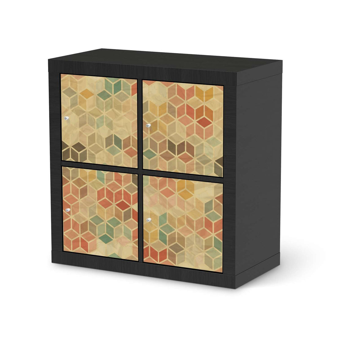 Klebefolie für Möbel 3D Retro - IKEA Kallax Regal 4 Türen - schwarz