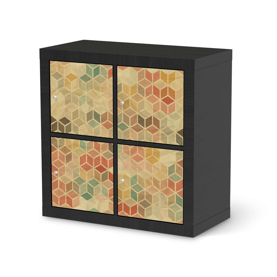 Klebefolie für Möbel 3D Retro - IKEA Kallax Regal 4 Türen - schwarz