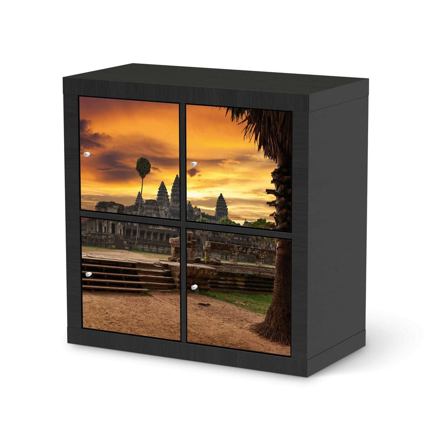 Klebefolie für Möbel Angkor Wat - IKEA Kallax Regal 4 Türen - schwarz