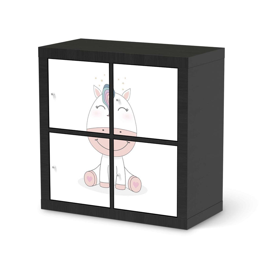 Klebefolie für Möbel Baby Unicorn - IKEA Kallax Regal 4 Türen - schwarz