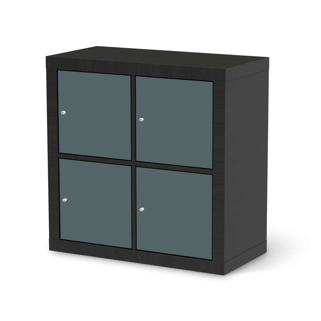 Klebefolie für Möbel Blaugrau Light - IKEA Kallax Regal 4 Türen - schwarz