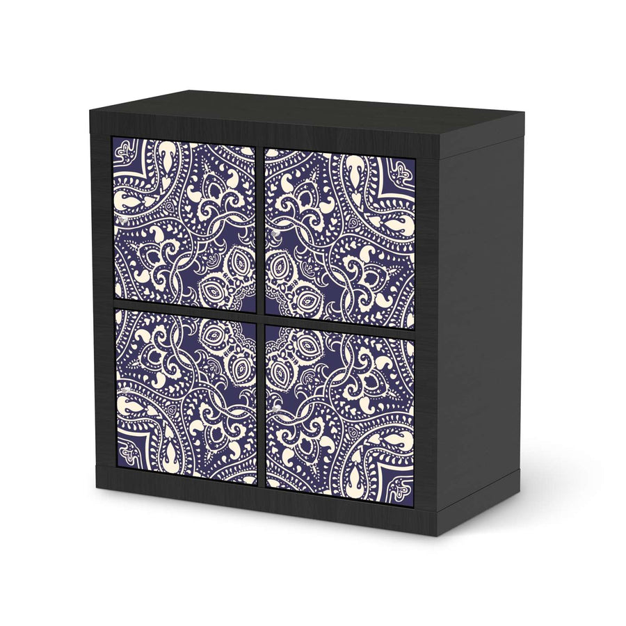 Klebefolie für Möbel Blue Mandala - IKEA Kallax Regal 4 Türen - schwarz