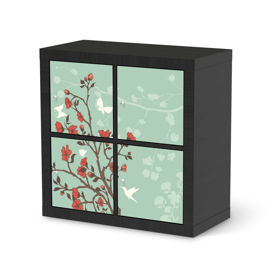 Klebefolie für Möbel Blütenzauber - IKEA Kallax Regal 4 Türen - schwarz