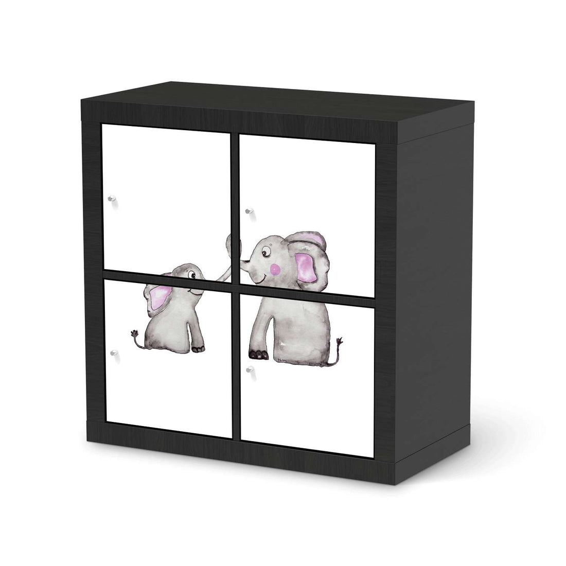 Klebefolie für Möbel Elefanten - IKEA Kallax Regal 4 Türen - schwarz