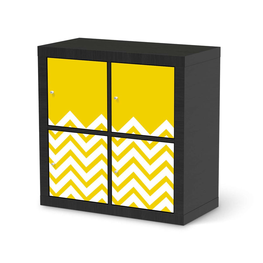 Klebefolie für Möbel Gelbe Zacken - IKEA Kallax Regal 4 Türen - schwarz