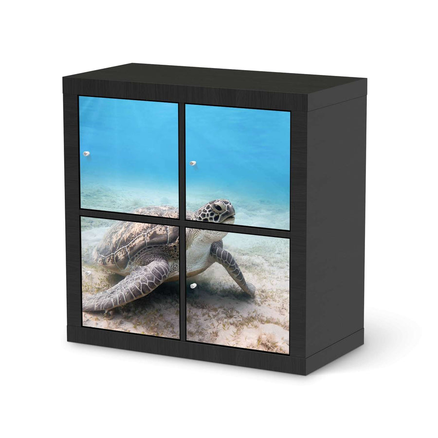 Klebefolie für Möbel Green Sea Turtle - IKEA Kallax Regal 4 Türen - schwarz