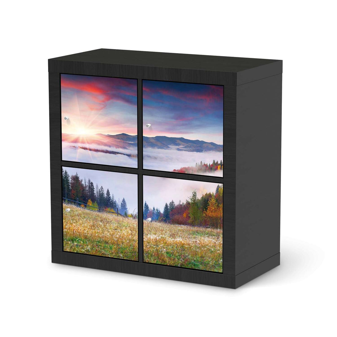 Klebefolie für Möbel Herbstwald - IKEA Kallax Regal 4 Türen - schwarz