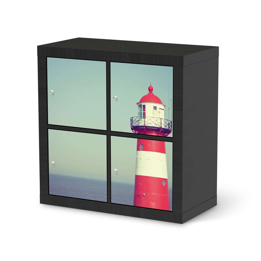 Klebefolie für Möbel Leuchtturm - IKEA Kallax Regal 4 Türen - schwarz