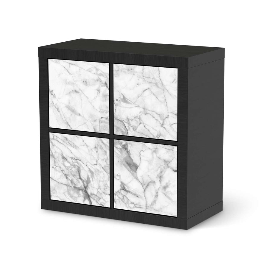 Klebefolie für Möbel Marmor weiß - IKEA Kallax Regal 4 Türen - schwarz