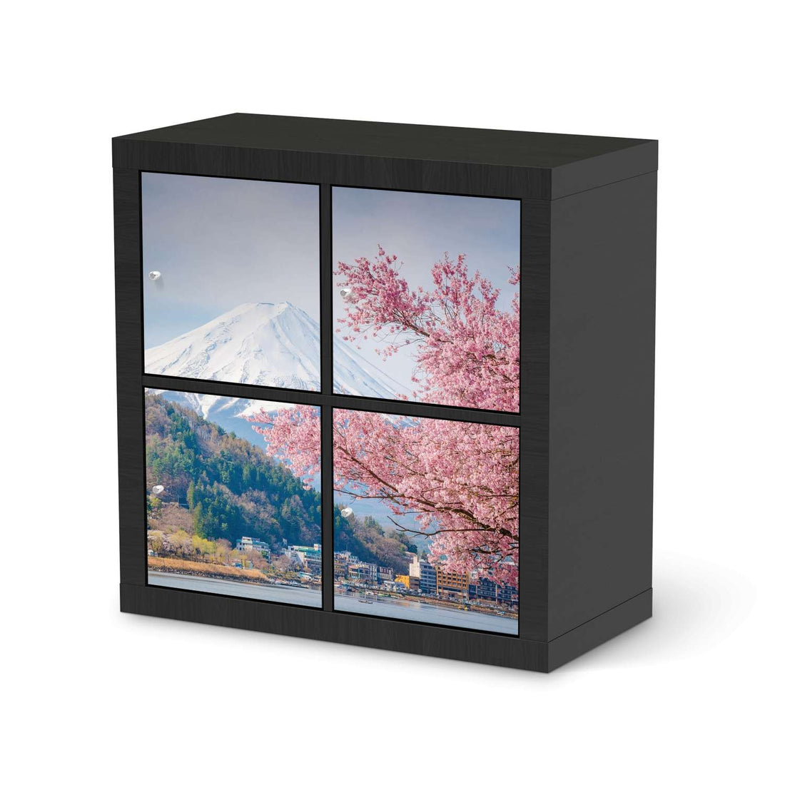 Klebefolie für Möbel Mount Fuji - IKEA Kallax Regal 4 Türen - schwarz