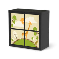 Klebefolie für Möbel Mountain Giraffe - IKEA Kallax Regal 4 Türen - schwarz