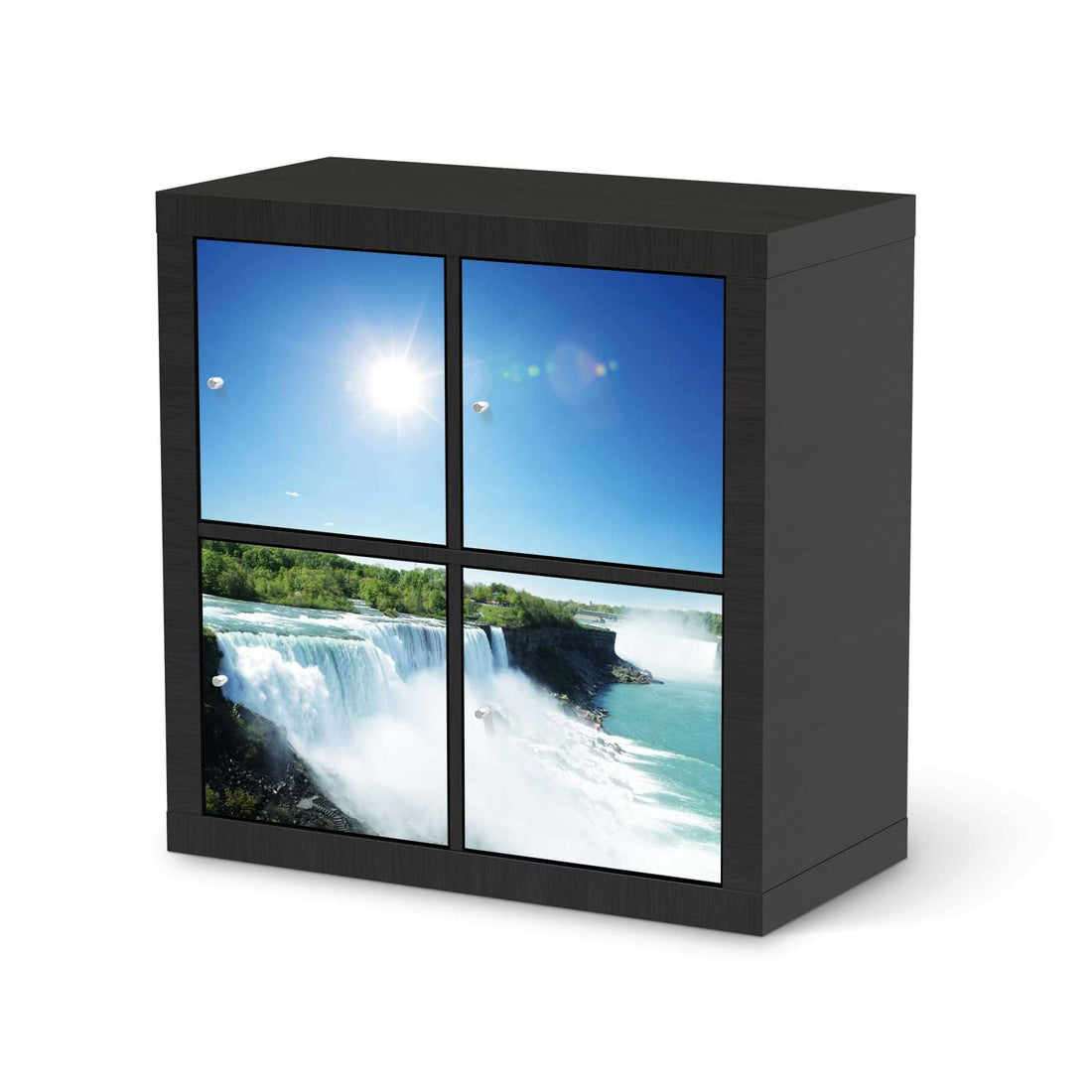 Klebefolie für Möbel Niagara Falls - IKEA Kallax Regal 4 Türen - schwarz