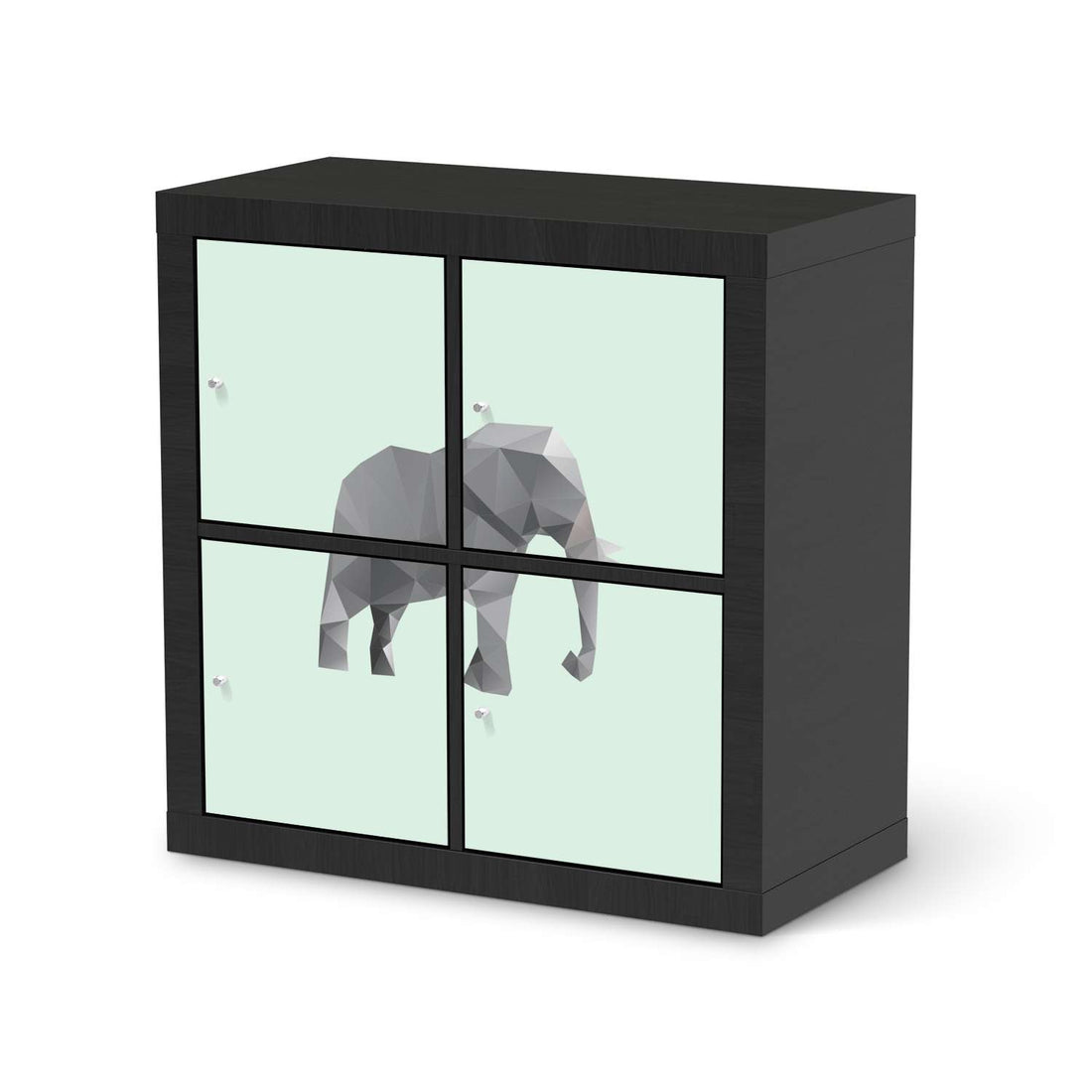 Klebefolie für Möbel Origami Elephant - IKEA Kallax Regal 4 Türen - schwarz