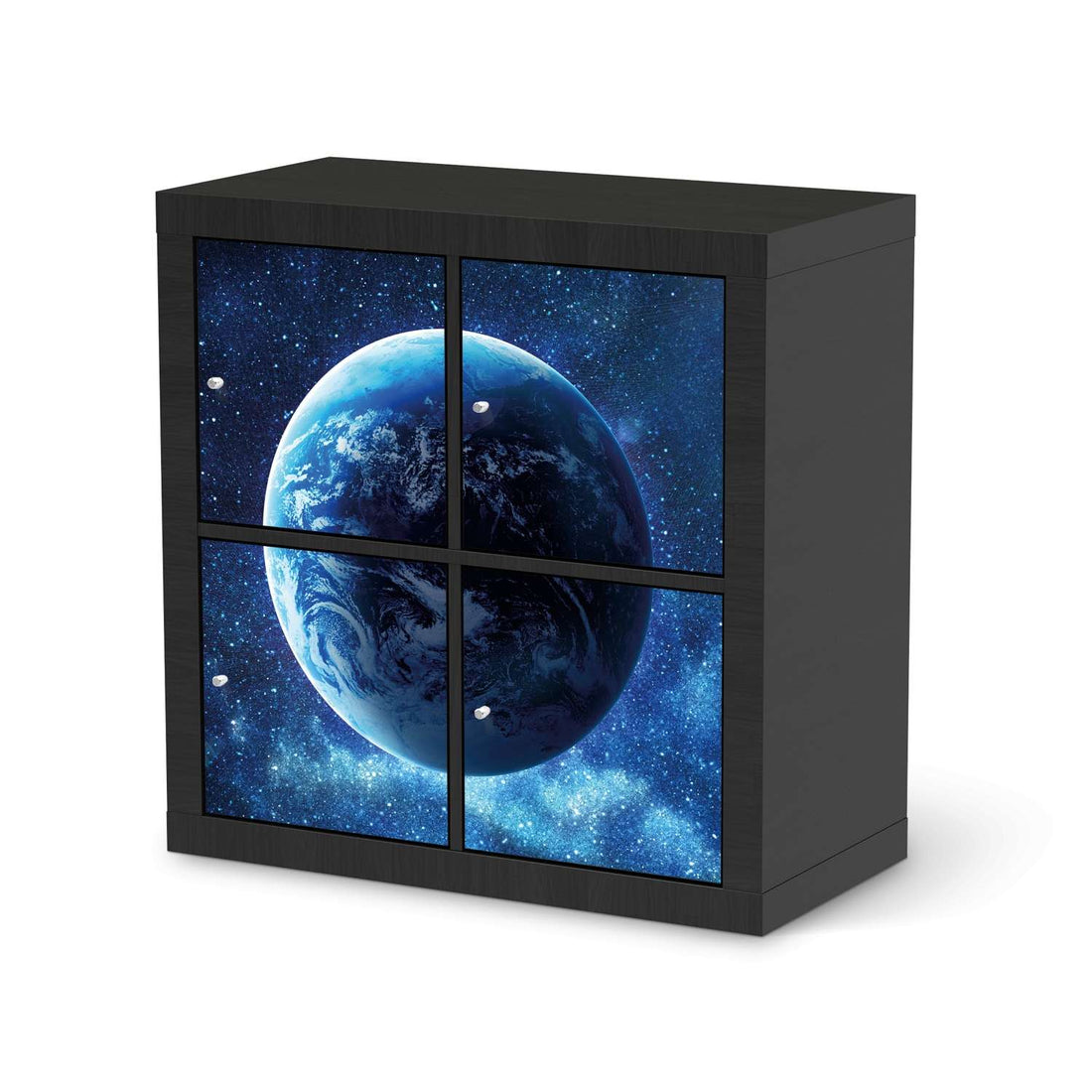 Klebefolie für Möbel Planet Blue - IKEA Kallax Regal 4 Türen - schwarz