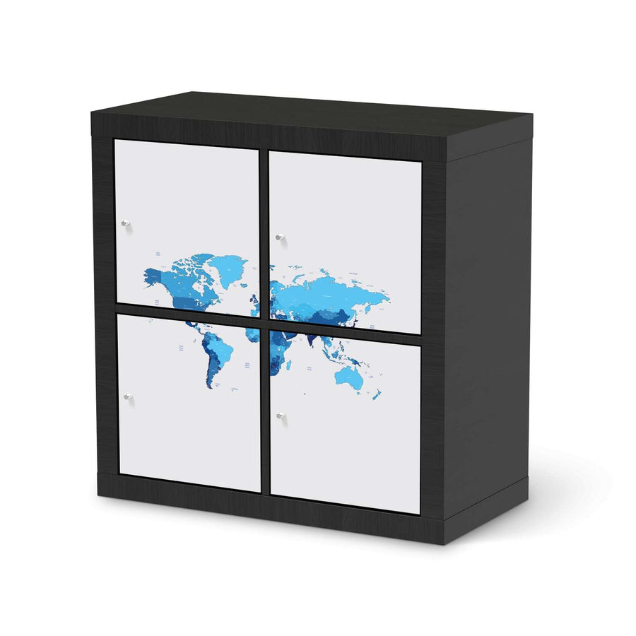 Klebefolie für Möbel Politische Weltkarte - IKEA Kallax Regal 4 Türen - schwarz