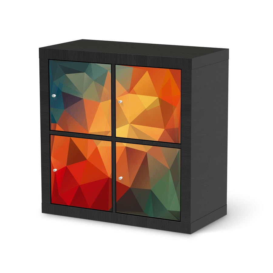 Klebefolie für Möbel Polygon - IKEA Kallax Regal 4 Türen - schwarz