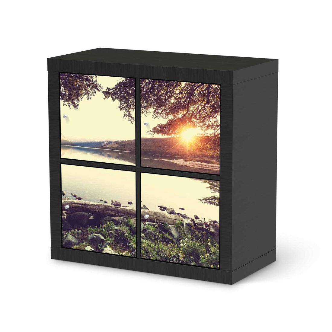 Klebefolie für Möbel Seaside Dreams - IKEA Kallax Regal 4 Türen - schwarz