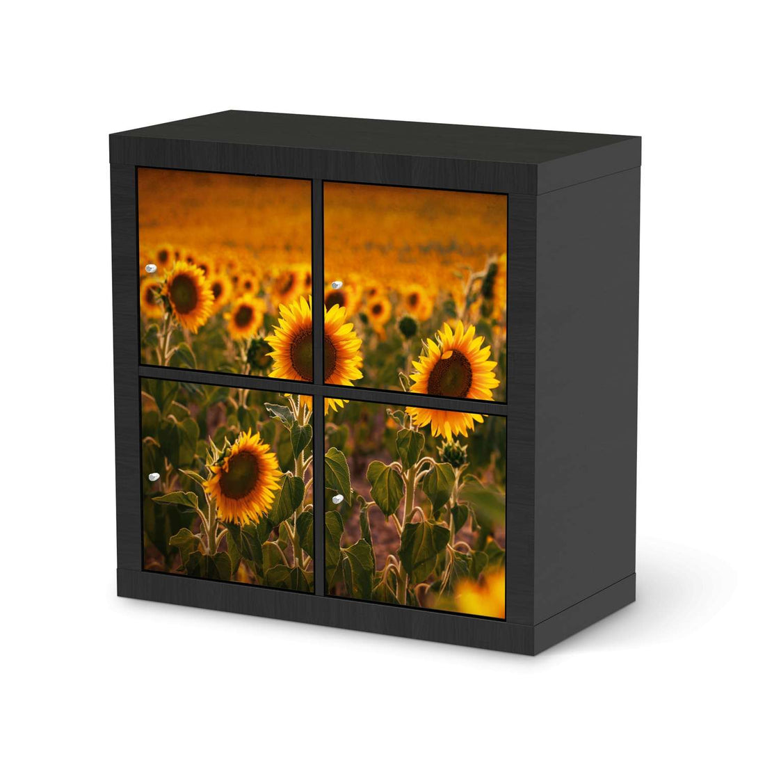 Klebefolie für Möbel Sunflowers - IKEA Kallax Regal 4 Türen - schwarz