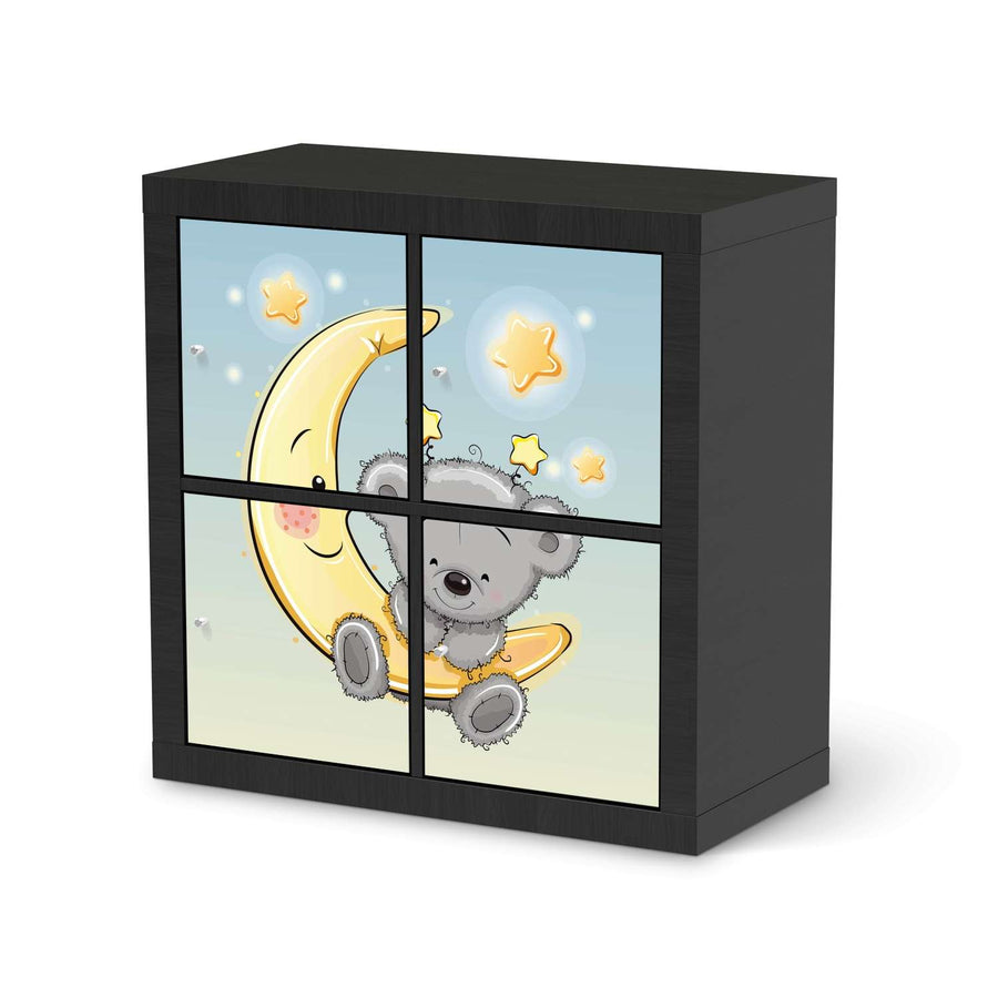 Klebefolie für Möbel Teddy und Mond - IKEA Kallax Regal 4 Türen - schwarz