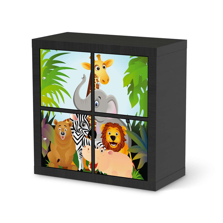 Klebefolie für Möbel Wild Animals - IKEA Kallax Regal 4 Türen - schwarz