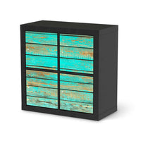 Klebefolie für Möbel Wooden Aqua - IKEA Kallax Regal 4 Türen - schwarz