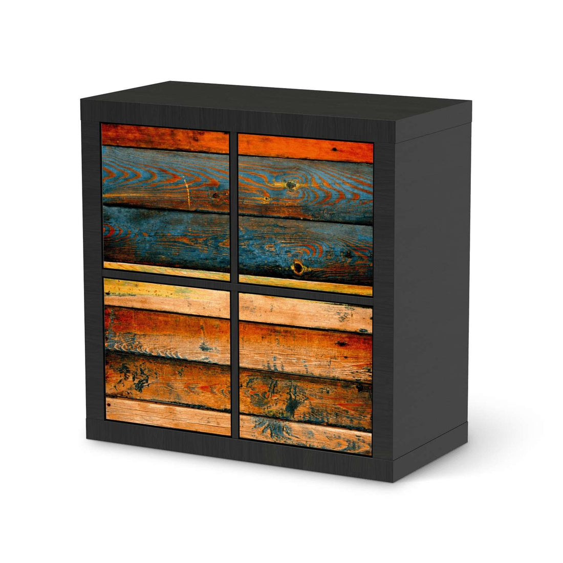 Klebefolie für Möbel Wooden - IKEA Kallax Regal 4 Türen - schwarz