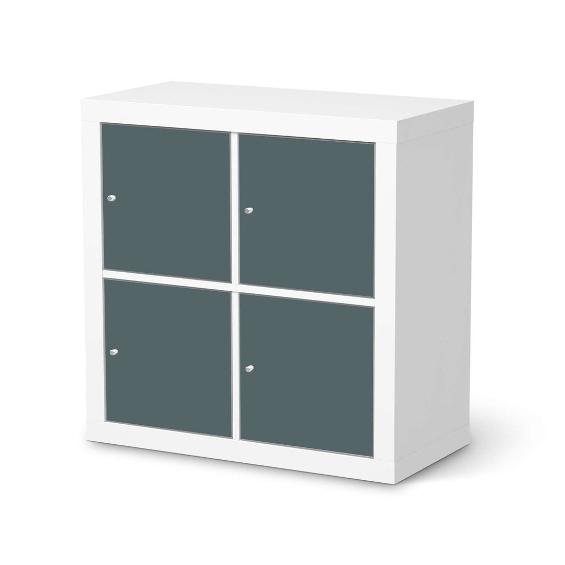 Klebefolie für Möbel Blaugrau Light - IKEA Kallax Regal 4 Türen  - weiss