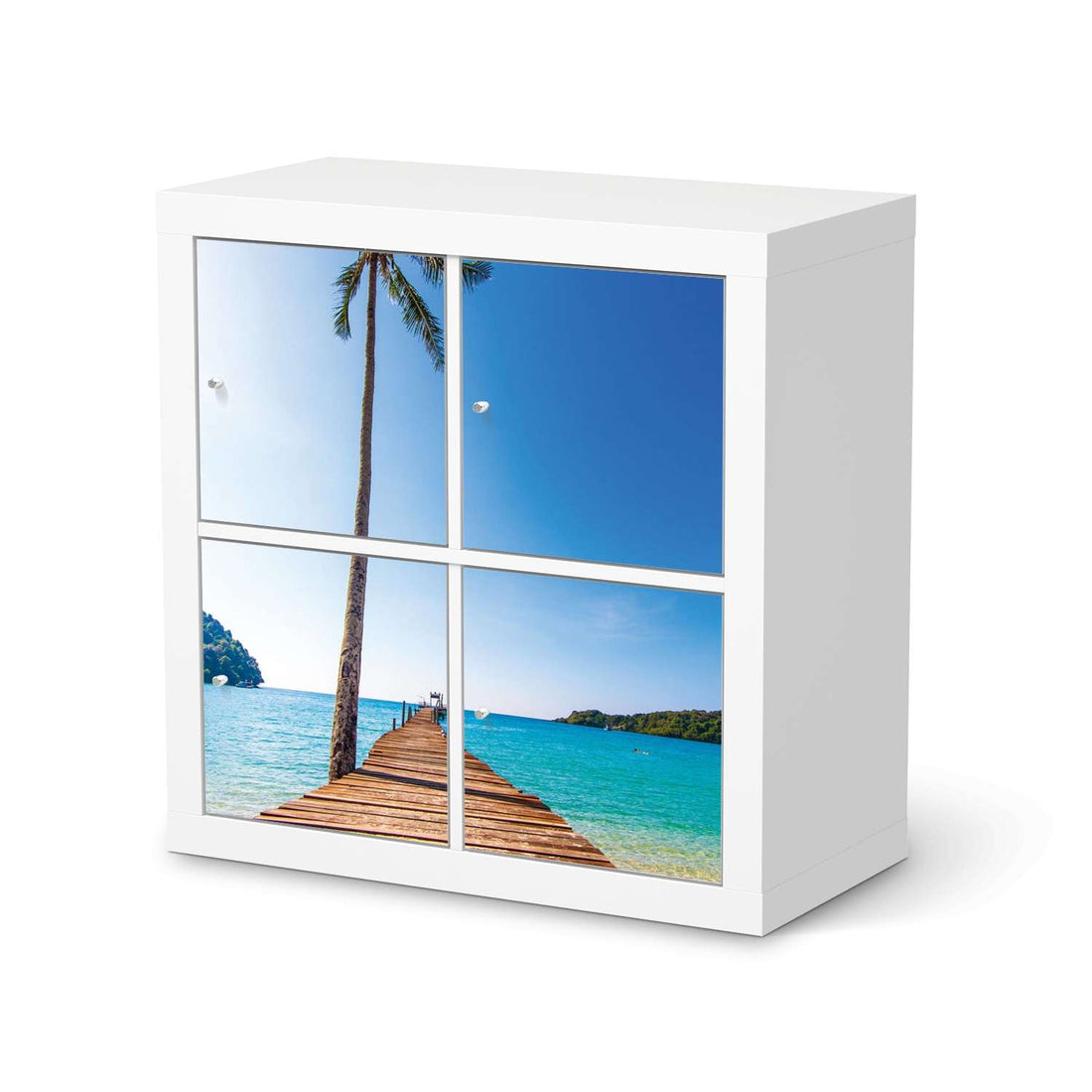 Klebefolie für Möbel Caribbean - IKEA Kallax Regal 4 Türen  - weiss