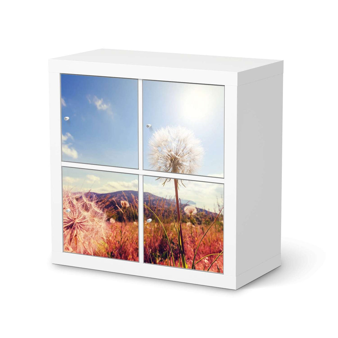 Klebefolie für Möbel Dandelion - IKEA Kallax Regal 4 Türen  - weiss