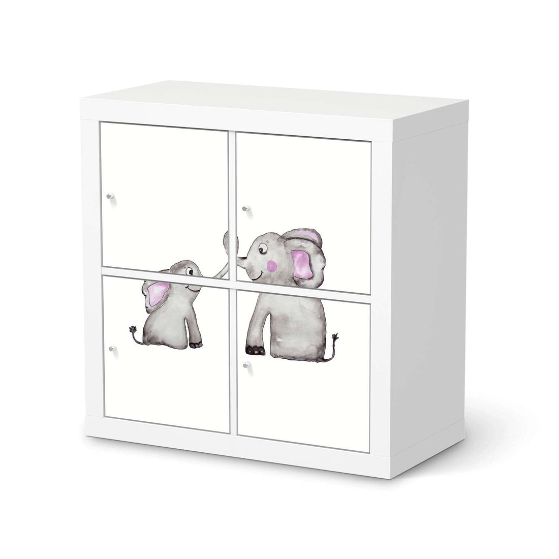 Klebefolie für Möbel Elefanten - IKEA Kallax Regal 4 Türen  - weiss