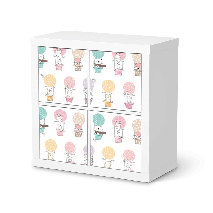 Klebefolie für Möbel Flying Animals - IKEA Kallax Regal 4 Türen  - weiss