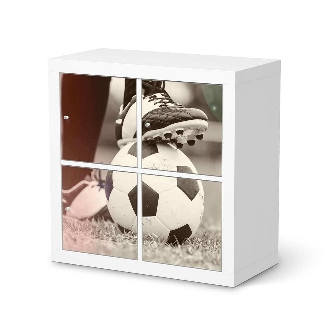 Klebefolie für Möbel Kick it - IKEA Kallax Regal 4 Türen  - weiss